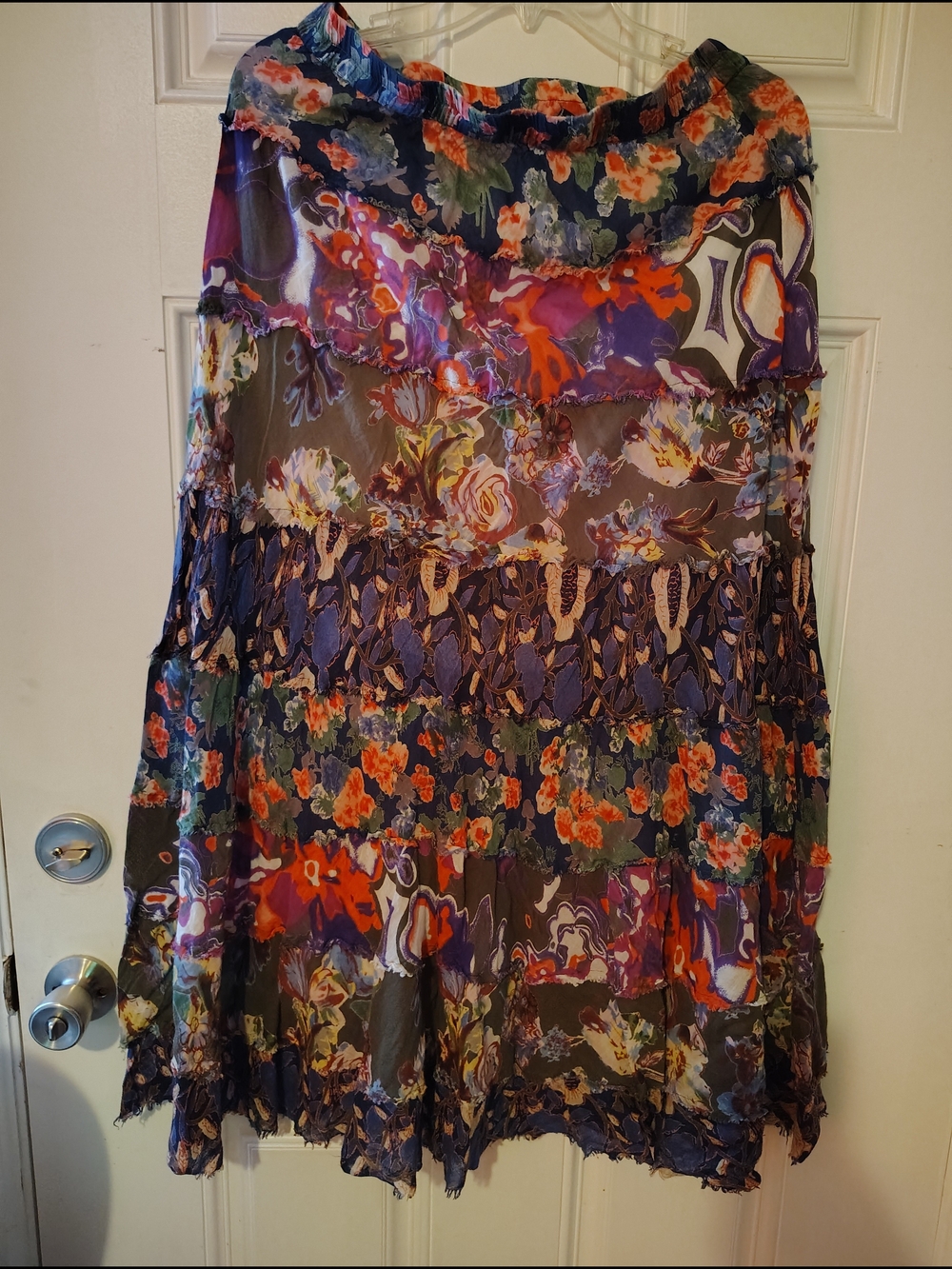New directions bohemian navy blue floral cotton skirt  Size S